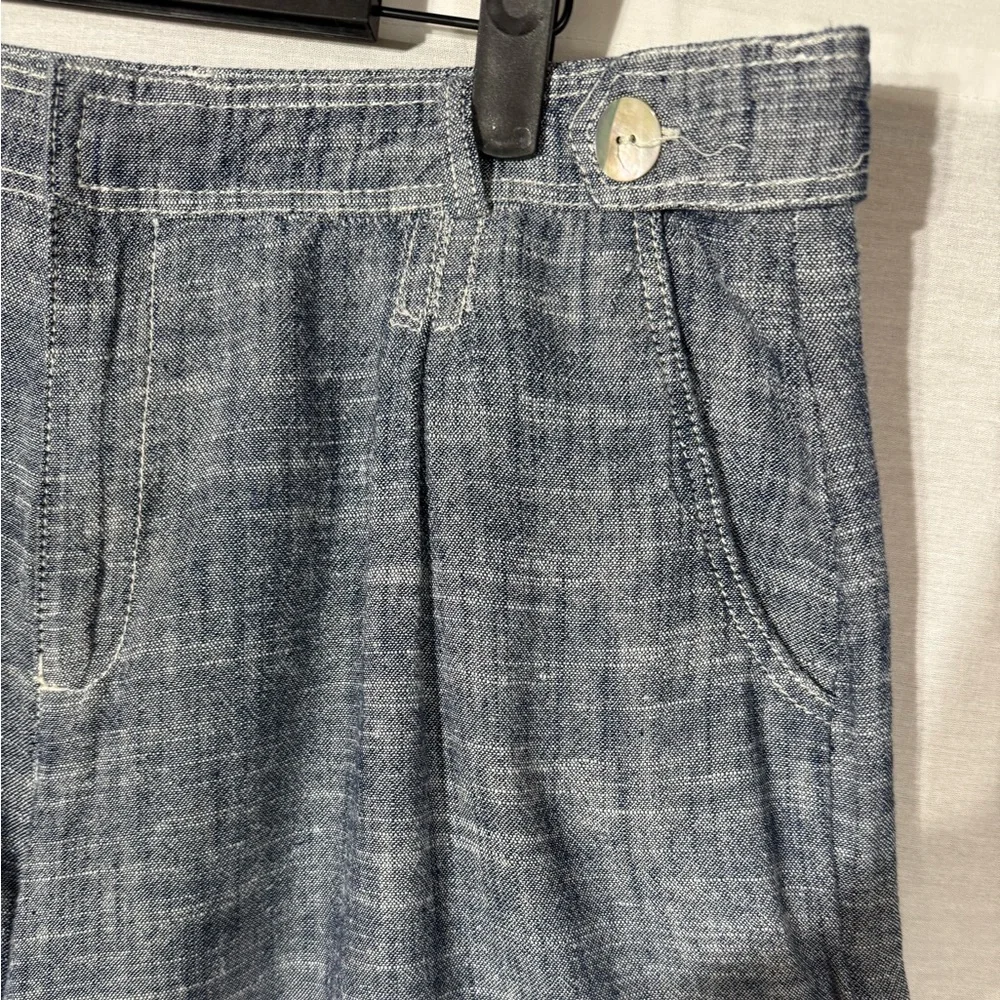 Zara Wide-Leg Linen Blend Trousers in Heathered Blue Size Large